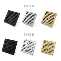 【cw】hotx Insect-proof and Odor-proof Checkered Insert Brushed Gold Fast Drain Floor