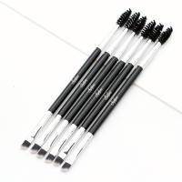 Sylyne Double Eyebrow eyelashes brush 6pcs 2 in 1 Eye Shadow eyeliner flat angled makeup brush kit tools.