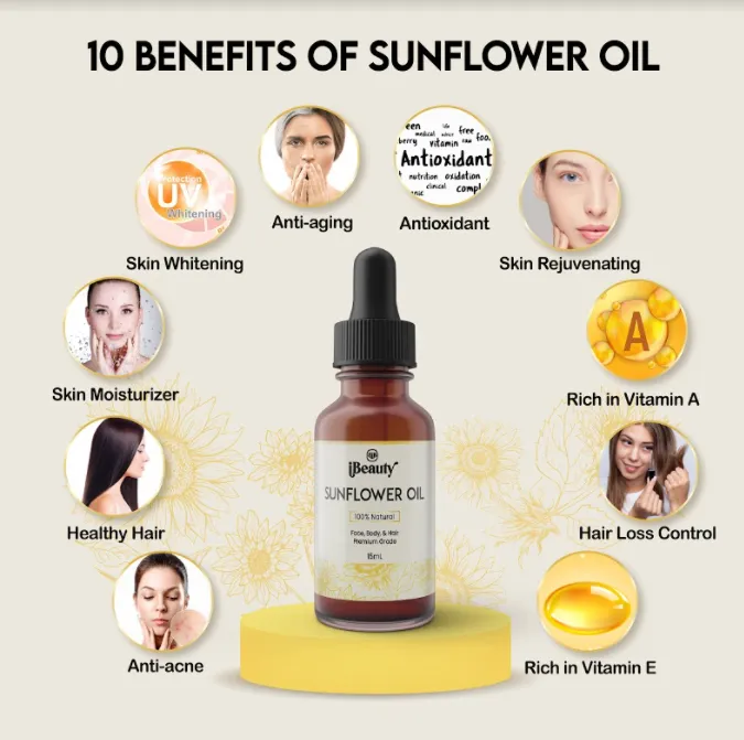 iBeauty Sunflower Oil 15mL , 100 Natural Pure & Organic Whitening Skin