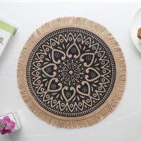 【CC】❏❏☽  Woven coaster mat Cotton placemat Oval insulation non-slip and anti-hot