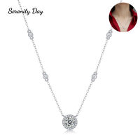 Serenity วัน S925เงินสเตอร์ลิงแผ่น Pt950 Clavicle Chain เครื่องประดับ1กะรัต Moissanite Dot Starlight จี้สร้อยคอขายส่ง