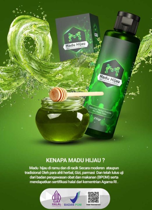 Madu Hijau Original 210gram Bpom Herbal Mengatasi Asam Lambung Maag