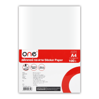 ONE สติกเกอร์กระดาษขาวเงา 210 x 297 mm. (A4) แพ็ค 100 แผ่น