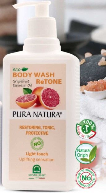 FM PHARMACY] Pura Natura Eco Body Wash Retone (500mL Grapefruit Essential  Oils) [EXP: 12/2025] to Cleanse, Nourish, Protect Skin, Enlighten Body and  Mind Sensation. Natura House Italy. | Lazada