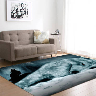 Wild Wolfs Print 3D Carpets Kids Room Living Room Area Rug Soft Flannel Bedroom Kitchen Rug Mat Non-Slip Entrance Indoor Doormat