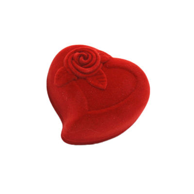 กำมะหยี่สีแดงหรูหรากุหลาบแหวนรูปหัวใจดิสเพลย์เครื่องประดับกรณีกล่องของขวัญแต่งงาน