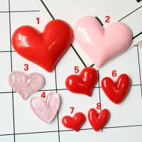 5 Pcs Flat Back Resin Cabochons Accessories DIY Resin Heart