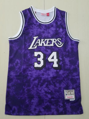 Ready Stock Hot Mens No34 Shaquille Oneal Los Angeles Lakerss Mitchell Ness Hardwood Classics Swingman Jersey - Purple
