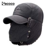 Racoco ชายหมวกฤดูหนาว Ushanka หมวก Fleeced หนา Windproof ขี่จักรยานกลางแจ้งหมวก