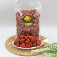 Freeze Dried Strawberry Low Sugar สตรอเบอรี่ฟรีสดราย สตรอเบอรี่อบกรอบแบบเต็มผล สูตรน้ำตาลน้อย เกรด A By Happy Fruits