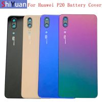 ฝาครอบแบตเตอรี่เหมาะสำหรับ Huawei P20ฝาหลังเคสประตูกระจกด้านหลังที่มีส่วนอะไหล่กล้องถ่ายรูป EML-L09C TL00 AL00 L29C