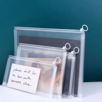 Stationery Storage Pouch Transparent Document Bag A4 A5 A6 Desk Office File Holder School Folder Zipper Pouch Loop Pull Organize Note Books Pads