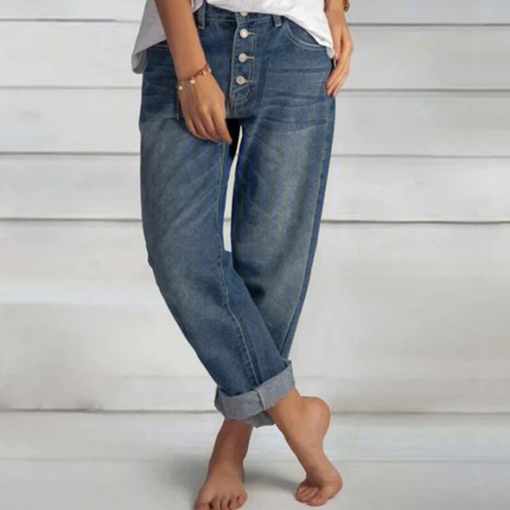 กางเกงขากว้างแบบแฟชั่นทรงหลวมกางเกงยีนส์เอวสูงสำหรับผู้หญิง-กางเกงกางเกงเรียวยาวแฟชั่น-xl-สำหรับผู้หญิงกางเกงสตรีทรีทผ้าคอตตอน
