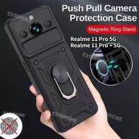 เคสแม่เหล็กเกราะสำหรับเล่นเกม,สำหรับ Realme 11 Pro Plus Realme11 11Pro Pro + 5G 2023แหวนแม่เหล็กในรถยนต์ฝาหลังกดดึงกล้องป้องกันปลอกเคสโทรศัพท์