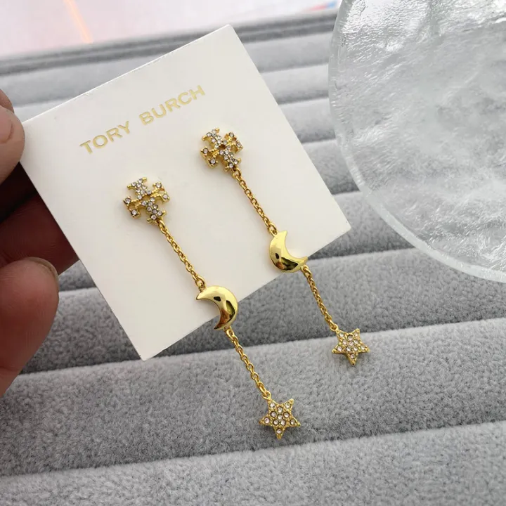 Tory Burch Jewelry Tassel Earring Single Plated Gold Inlaid Zircon Linear  Star Moon Woman Fashion Earrings Lazada PH | Women Earrings Heart-shaped  Zircon Multi-color Fashion Simple Earrings 