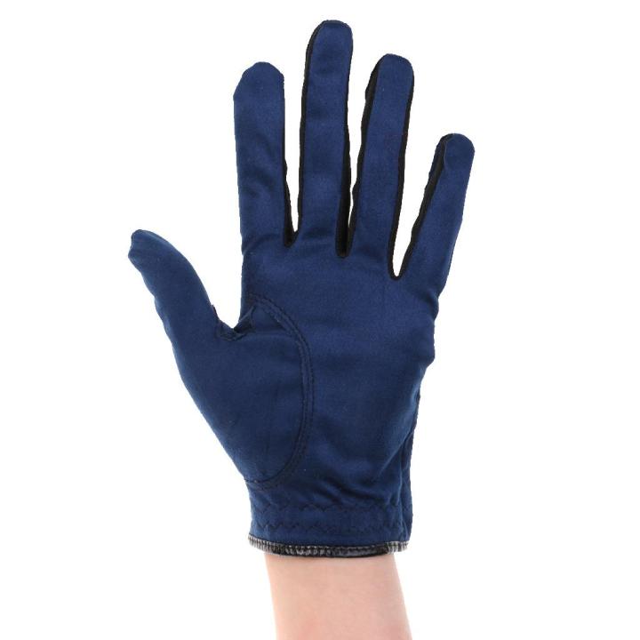 lazaralifeพรีเมี่ยมผู้ชายสีฟ้านุ่มถุงมือกอล์ฟระบายอากาศเต็มนิ้วนวมสำหรับมือซ้ายขนาดxs-s-m-l-xl