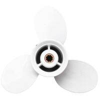 Ship Engine Outboard Propeller 3-Bladed Rotary Paddle 683-45941-00-El 9 1/4 X 12 For Yamaha 9.9-15Hp Aluminum 8 Spline Tooths Diameter 235Mm White 3