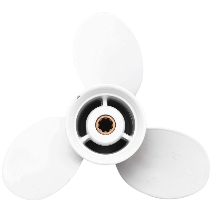 ship-engine-outboard-propeller-3-bladed-rotary-paddle-683-45941-00-el-9-1-4-x-12-for-yamaha-9-9-15hp-aluminum-8-spline-tooths-diameter-235mm-white-3