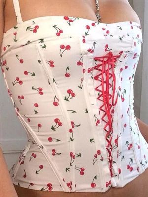 ‘；’ Women  Spaghetti Strap Cami Top Y2K Backless Bandage Camisole Grunge Basic Tank Top Clubwear Streetwear