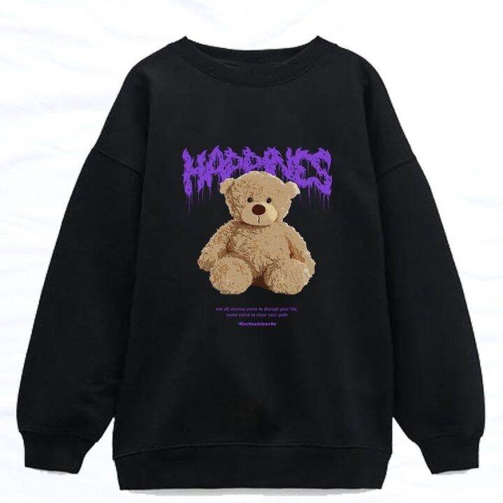 PABRIKHOODIE- BASIC SWEATER HAPPINESS BEAR SIZE M-XXL (SABLON) {PRIA u0026  WANITA} | Lazada Indonesia