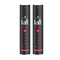 (2กระป๋อง) Schwarzkopf Taft Power Haarlack Hair Spray Mega Stark 250ml (08049) ทัฟท์ พาวเวอร์ แฮร์ สเปรย์ กระป๋องดำ