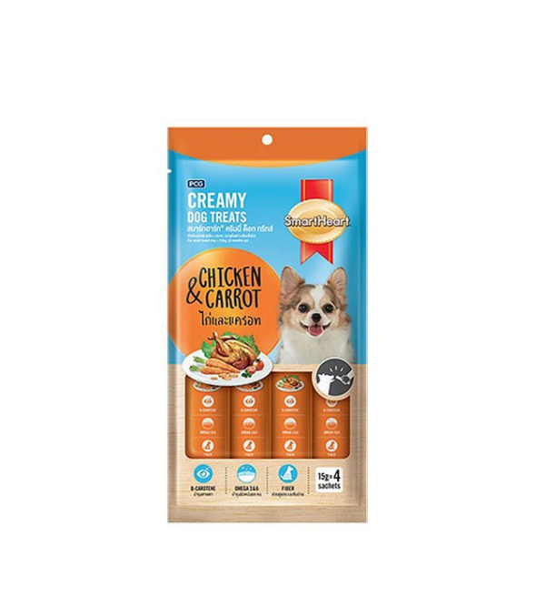 SmartHeart Dog Creamy Treats Chicken and Carrot 60g PetMate tasty
