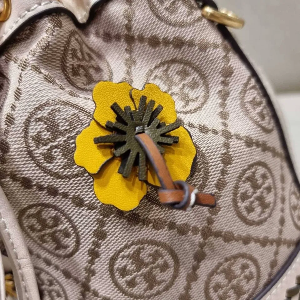 Mini T Monogram Floral Bucket Bag