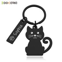 ┋﹍ Custom Free Engraving Cartoon Cat Keychain Personalized Pet Cats Dogs Id Tag Engraved Collar Accessories New Puppy Kitten Tags