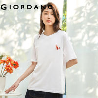 GIORDANO Women Qixi Series T-Shirts Simple Small Print Basic Tee Crewneck Short Sleeve Fashion Casual Cotton Tshirts 99393178