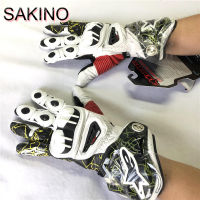 SAKINO ถุงมือหนังวัวสำหรับผู้ชาย,ใหม่ Alpinestars สำหรับขี่มอเตอร์ไซค์ถุงมือหนังเกียร์สำหรับขี่