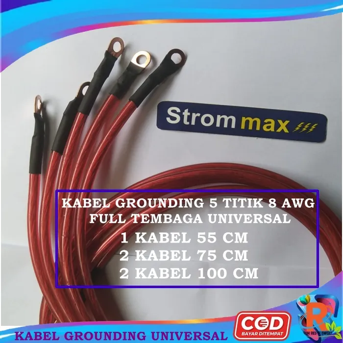 Kabel 8 AWG Kabel Massa Grounding Kabel Negatif Full Tembaga 5 Titik 8 ...