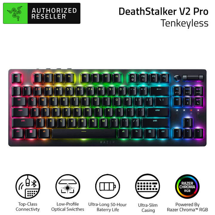 Razer DeathStalker V2 Pro Tenkeyless - Wireless Low Profile Optical ...