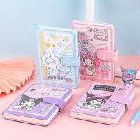 ❆✻● Kawaii Anime Sanrio My Melody Cinnamoroll Kuromi School Supplies A6 Leather Notebook Student Stationery Cartoon Grid Book Cute