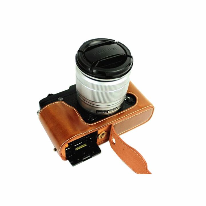 กระเป๋าเคสหนังสำหรับกล้อง-pu-สำหรับฟูจิฟิล์มฟูจิ-x-e2-x-e1-xe1-xe2-x-e4-xe4-xe3ฝาครอบฐานป้องกันผิวนอกพร้อมเคสใส่แบตเตอรี่กล้อง