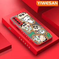 YIWESAN เคสสำหรับ Huawei Y7A P สมาร์ท2021ลายการ์ตูนน่ารักสีเทียนหน้าแข้งใหม่เคสขอบสี่เหลี่ยมเคสมือถือแข็งกันกระแทกปลอกซิลิโคนฝาปิดเลนส์เต็มตัวเคสป้องกันกล้อง