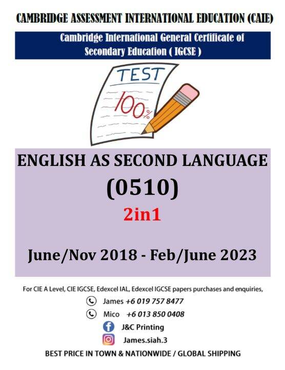 Cambridge Igcse ENGLISH AS SECOND LANGUAGE 0510(PAPER 1,2,3,4) PAST ...