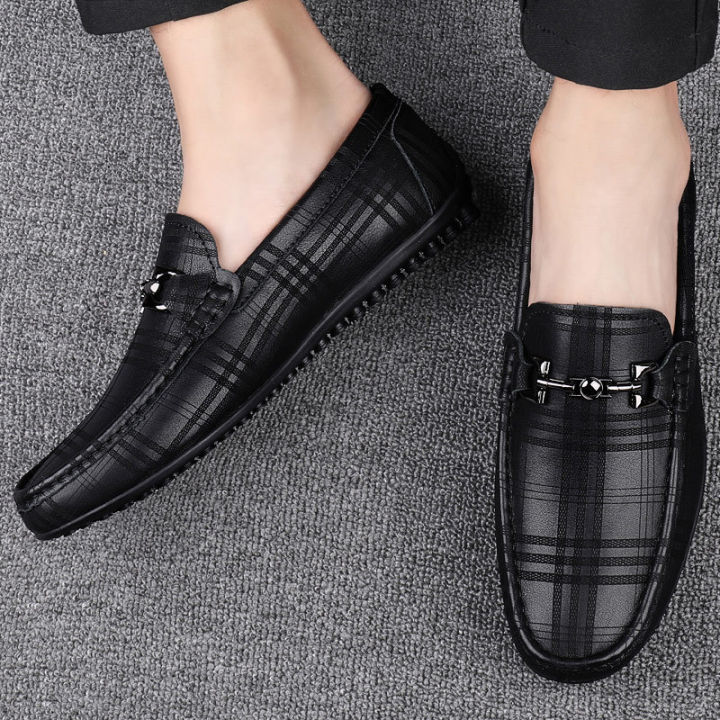 yueteng-รองเท้าหนังแบบสั้นรองเท้าผู้ชายลิ้นรองเท้าหนังวัวธุรกิจแฟชั่นอังกฤษรองเท้าลำลองผู้ชายรองเท้าบุรุษ