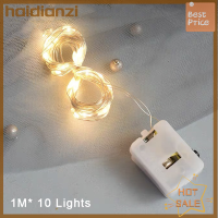 Haidianzi ไฟเส้นไฟ Led กันน้ำ LED ลวดทองแดงนางฟ้า1ม. 10ดวงใช้แบตเตอรี่พวงมาลัยสำหรับตกแต่งงานปาร์ตี้งานแต่ง DIY