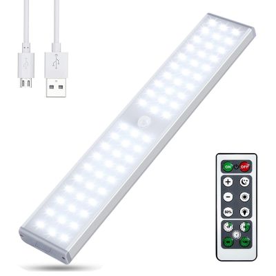 LED USB Cabinet Wardrobe Lamp USB Rechargeable Remote 60 LED Full Screen Intelligent Human Body Induction Lamp Night light