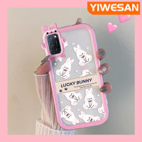 YIWESAN เคสสำหรับ OPPO A52 A72 A92 4G เคสลายการ์ตูนกระต่ายนำโชคสีสันสดใสเคสเลนส์กล้องถ่ายรูปแบบนิ่มสัตว์ประหลาดน้อยน่ารักเคสกันกระแทกแบบใสแบบเรียบง่ายเคสป้องกัน