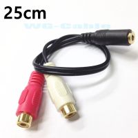 3.5mm Stereo Audio Female Jack to Double Lotus 2 RCA Female Socket 3.5 mm to 2RCA Adapter Cable Conversion Line for Headphone Cables