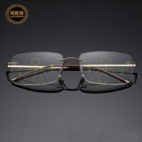 ۩ Business Frameless Progressive Multifocal Reading Glasses Men Smart Zoom Elderly Eyewear Women Anti-blue Presbyopic Glasses