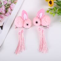 ◙❁ Children 39;s Hair Clips Cute Rabbit Elastic Hair Rubber Bands 1pair Winter Plush Bunny Hairpins Headband Girls Hair Accessories