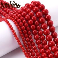 Natural Red Coral Amazonite Turquoises Agates Stone Round Loose Beads for Jewelry Making DIY Bracelet Necklace Handmade Craft