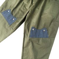 Cotton POPLIN Knee PATCH Line KHAKI Green Blue NAVY IMPORT