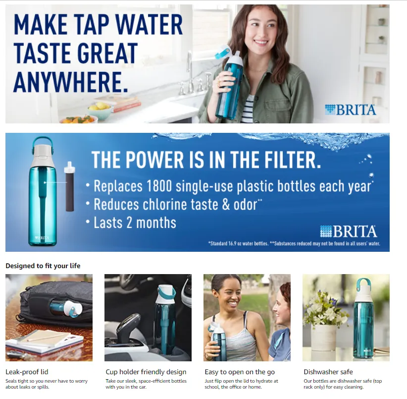 Brita 36 oz Night Sky Premium Leak Proof Filtered Water Bottle with Straw