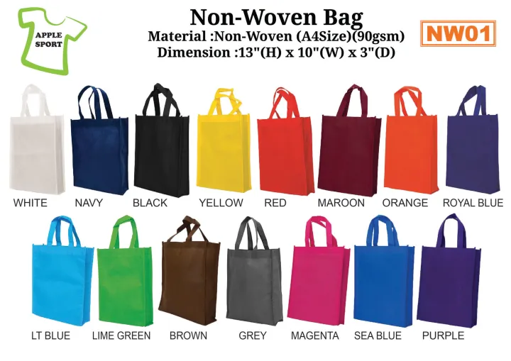 Non Woven Bag A4 Size Plain Eco Tote Bag - NW01 | Lazada