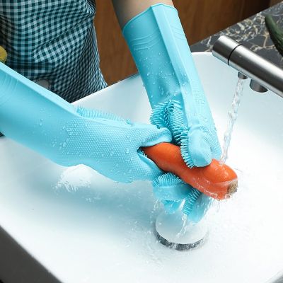 Silicone Gloves Waterproof Magic Dishwashing Cleaning Gloves Multifunction Soft Scrubber Dish Washing Gloves Kitchen Clean Tools Safety Gloves
