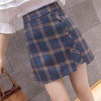 High waist plaid A word skirt 917