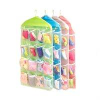 【2023】16 Pockets Clear Hanging Bag Polyester Transparent PE Socks Underwear Rack Hanger Hanging Storage Organizer